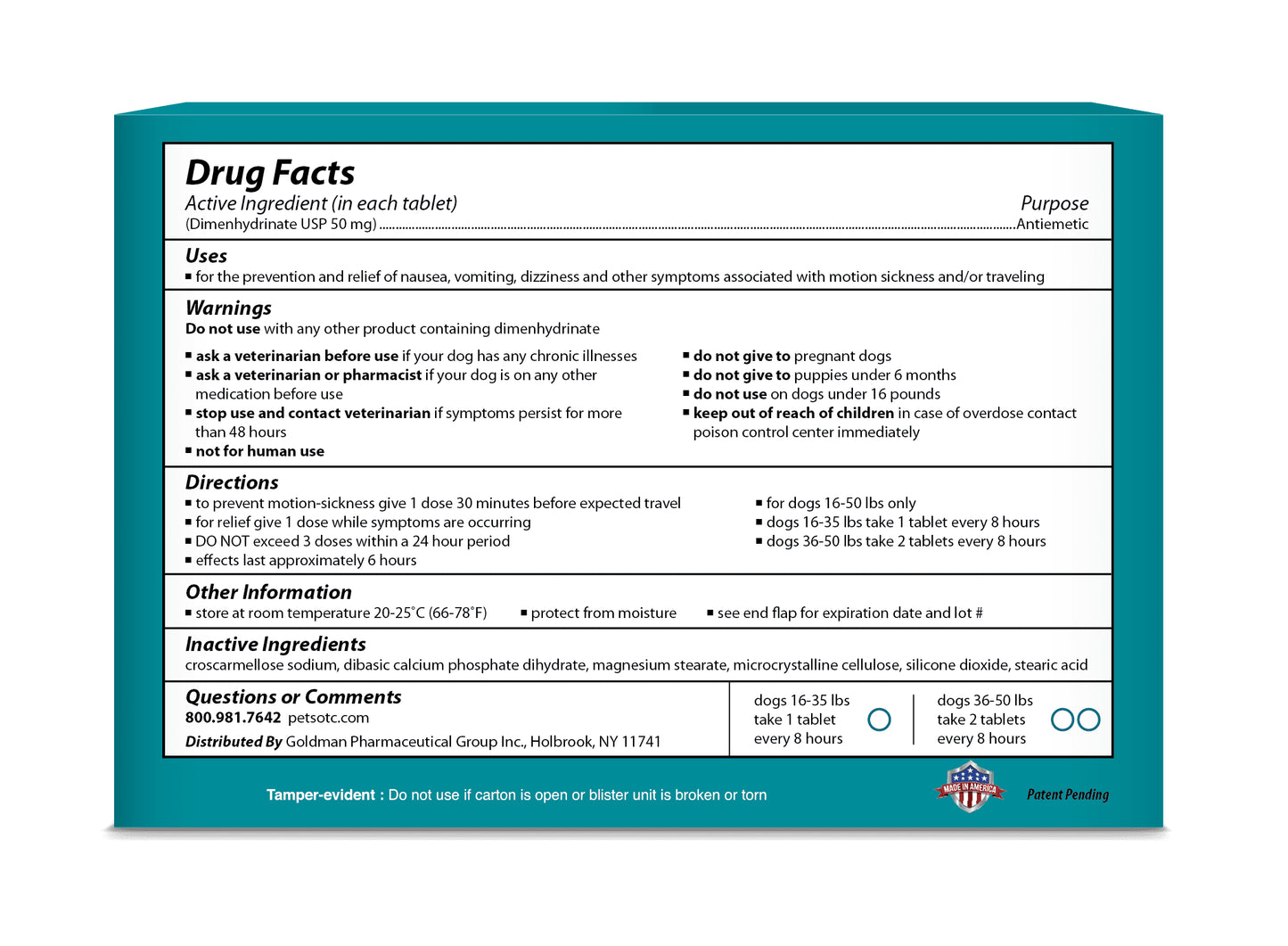 Anti-Motion Sickness and Nausea Relief for Medium Breed Dogs, Relief for Disorientation and Dizziness, 20 Caplets