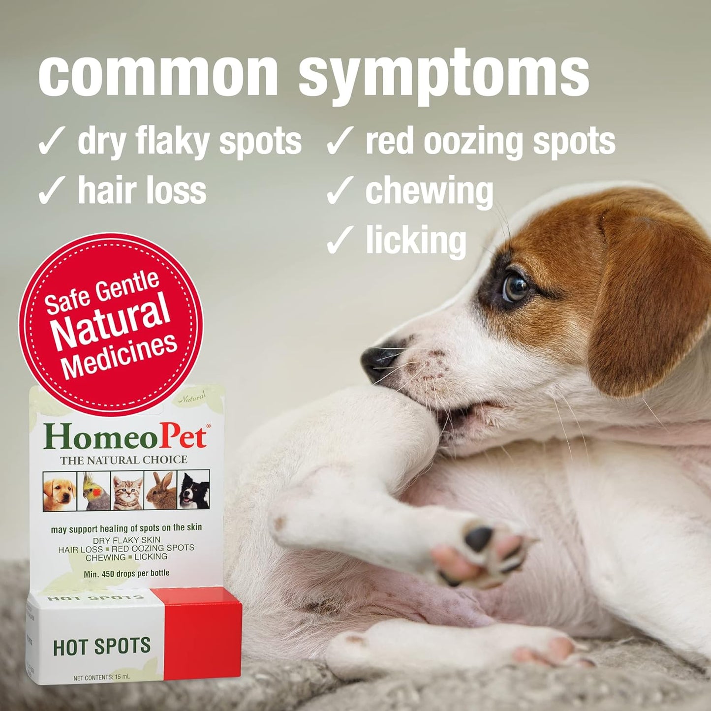 Hot Spots, Safe and Natural Cat and Dog Skin-Soothing Medicine for Red, Irritated, and Flaky Pet Skin, 15 Milliliters