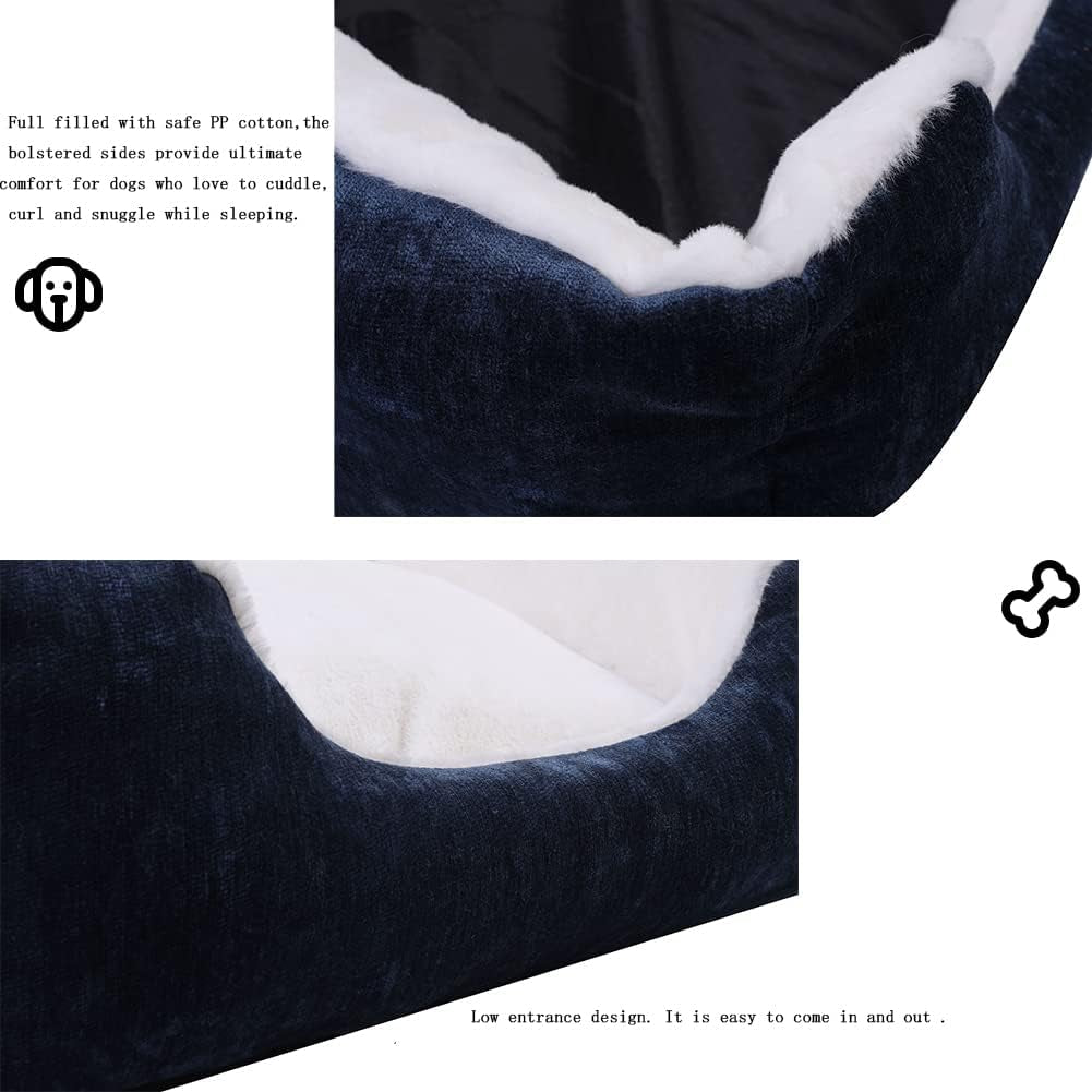Dog Beds,Cat Beds,Dog Beds for Small Dogs,Washable Rectangular Pet Bed with Warm Breathable, Removable Washable Cover,Non-Slip Bottom with Soft Cotton and Plush