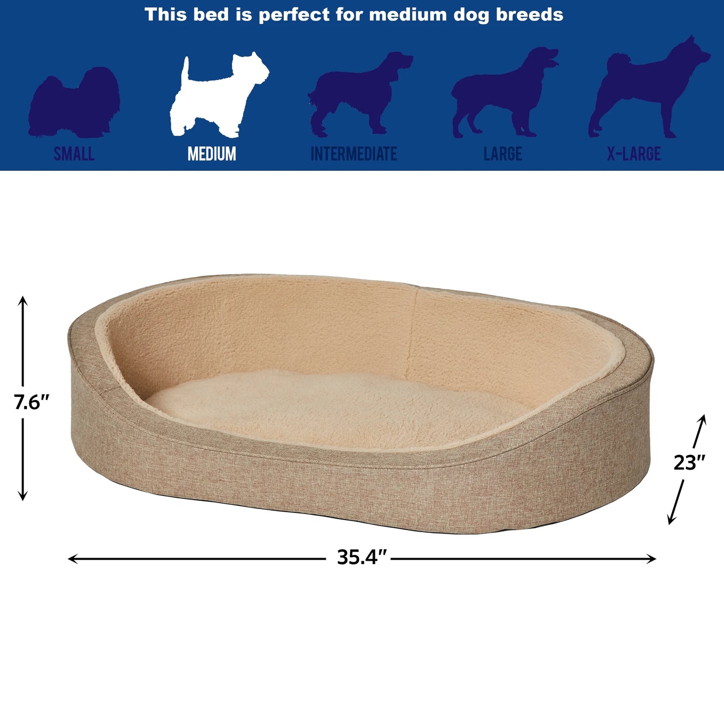 , Medium Dog, Quiettime Deluxe Hudson Pet Bed- Tan