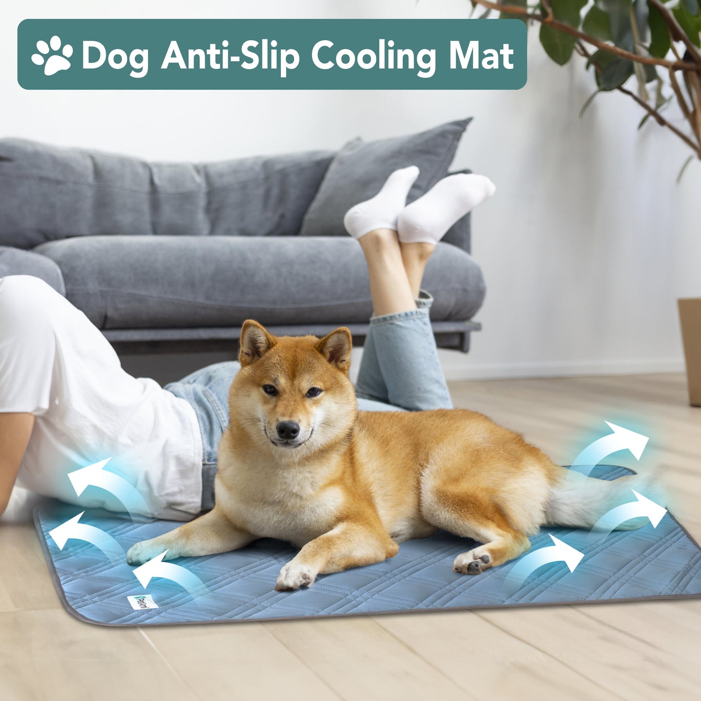 Waterproof Cooling Mat for Dog, Premium Pet Cooling Blanket for Bed Crate, anti Slip Indoor Dog Cool Pad for Sleeping, Q-MAX Large Sofa Couch Cover Mat for Cat, Light Blue, 40X60
