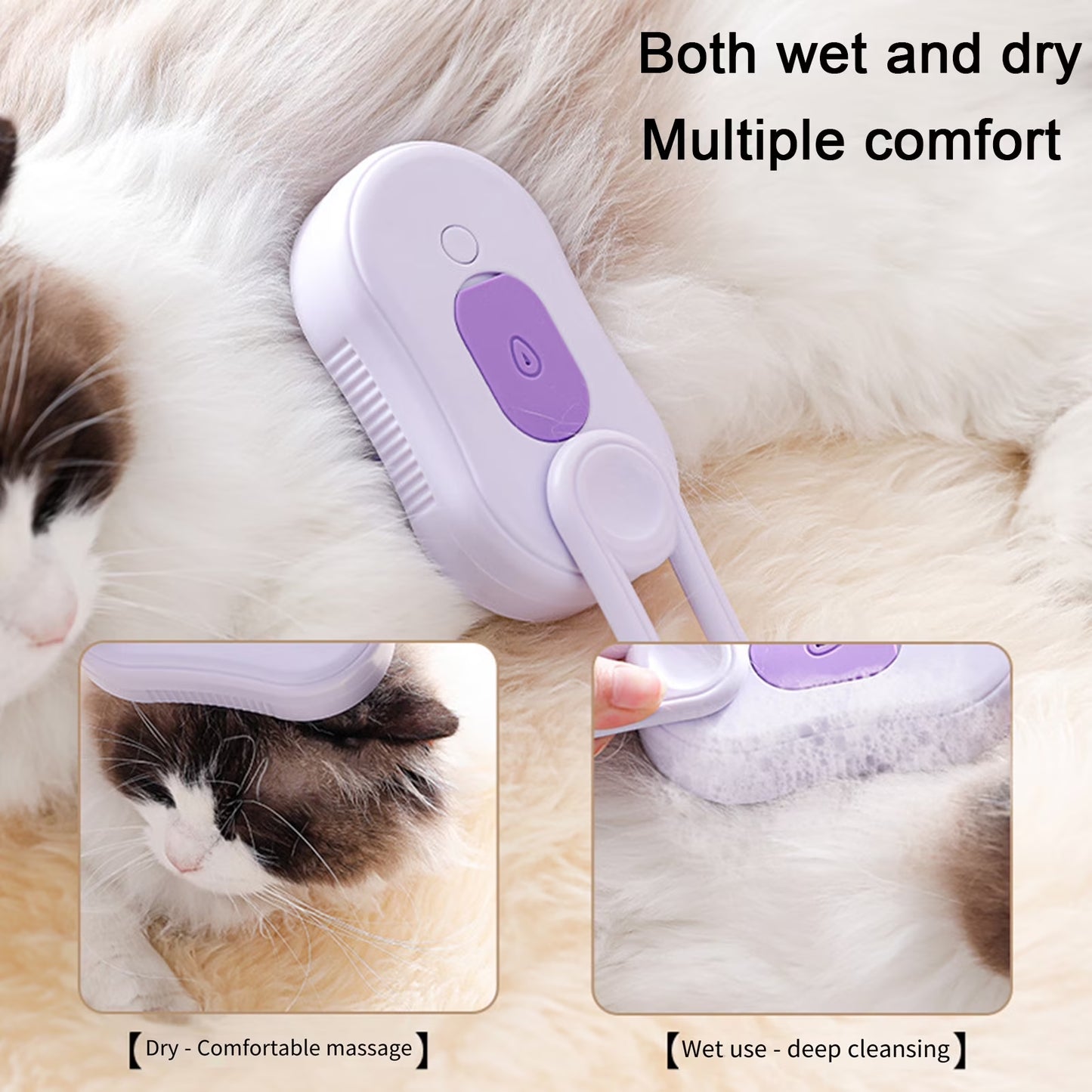 Pet Steam Brush USB Charging Spray Cat Brush for Shedding Remove Static Flying Hair Self Cleaning Dog Massage Brush for Dogs Cats Pet Grooming Tool