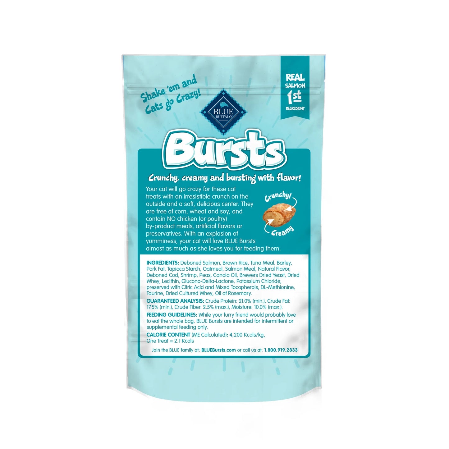 Bursts Seafood Crunchy Treats for Cats, 2-Oz. Bag