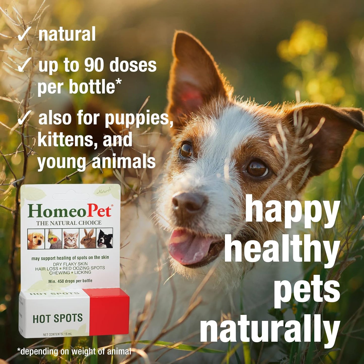 Hot Spots, Safe and Natural Cat and Dog Skin-Soothing Medicine for Red, Irritated, and Flaky Pet Skin, 15 Milliliters