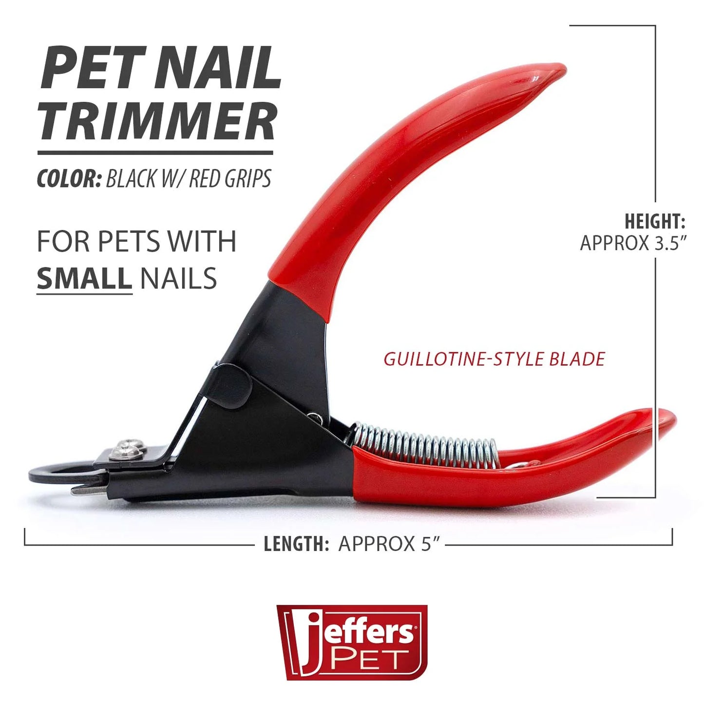 Pet Nail Trimmer Small Hole Red – Guillotine Clippers for Dog, Cat, Puppy & Small Animal Grooming – Stainless Steel Blade, Non Slip Grip, Pet Grooming Tool for Home & Travel