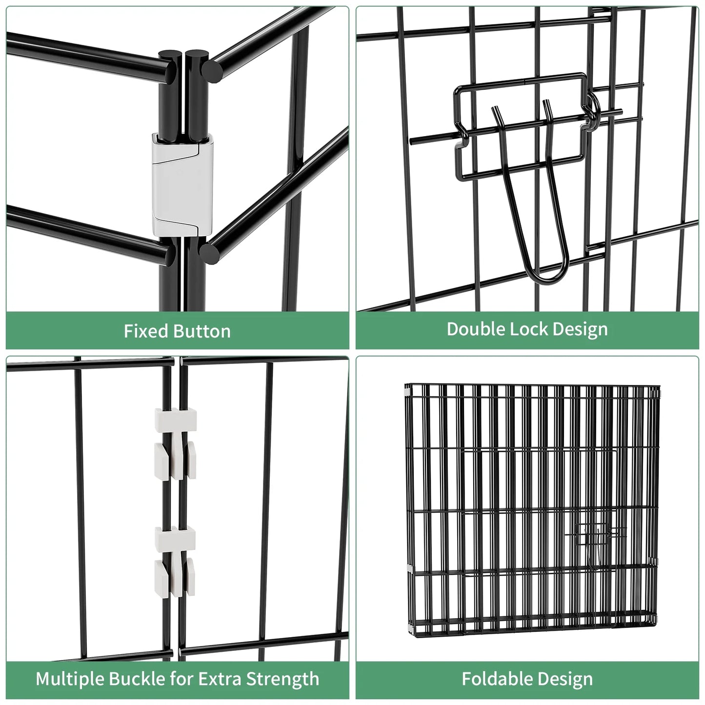 8 Panels Metal Foldable Puppy Playpen,Dog Pen with Door,Dog Pins Indoor Outdoor,24"X 24"