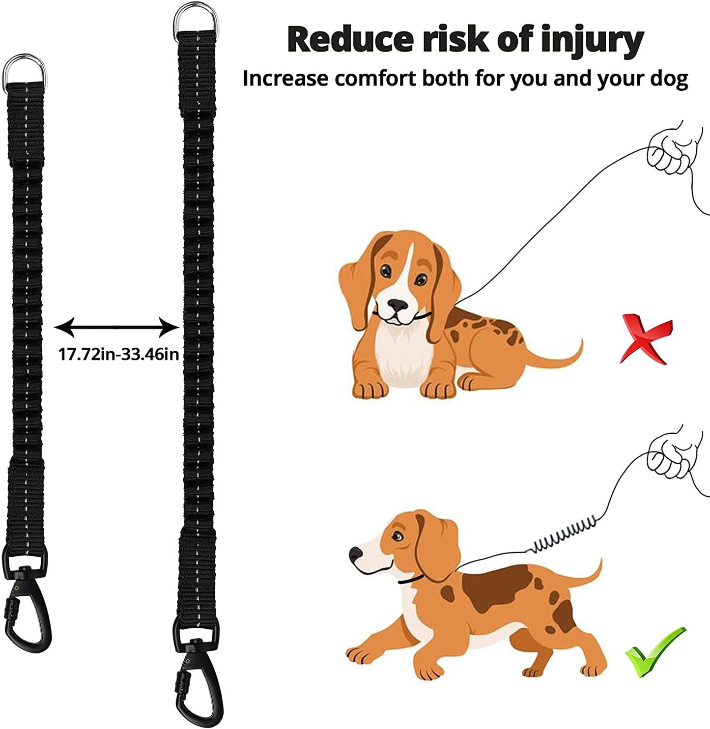 Long Dog Leash 15 FT: Heavy Duty Rope Leashes for Dogs Training with Swivel Lockable Hook Reflective Threads Bungee and Padded Handle - Dog Lead for Large Small Medium Dogs outside Walking Hiking