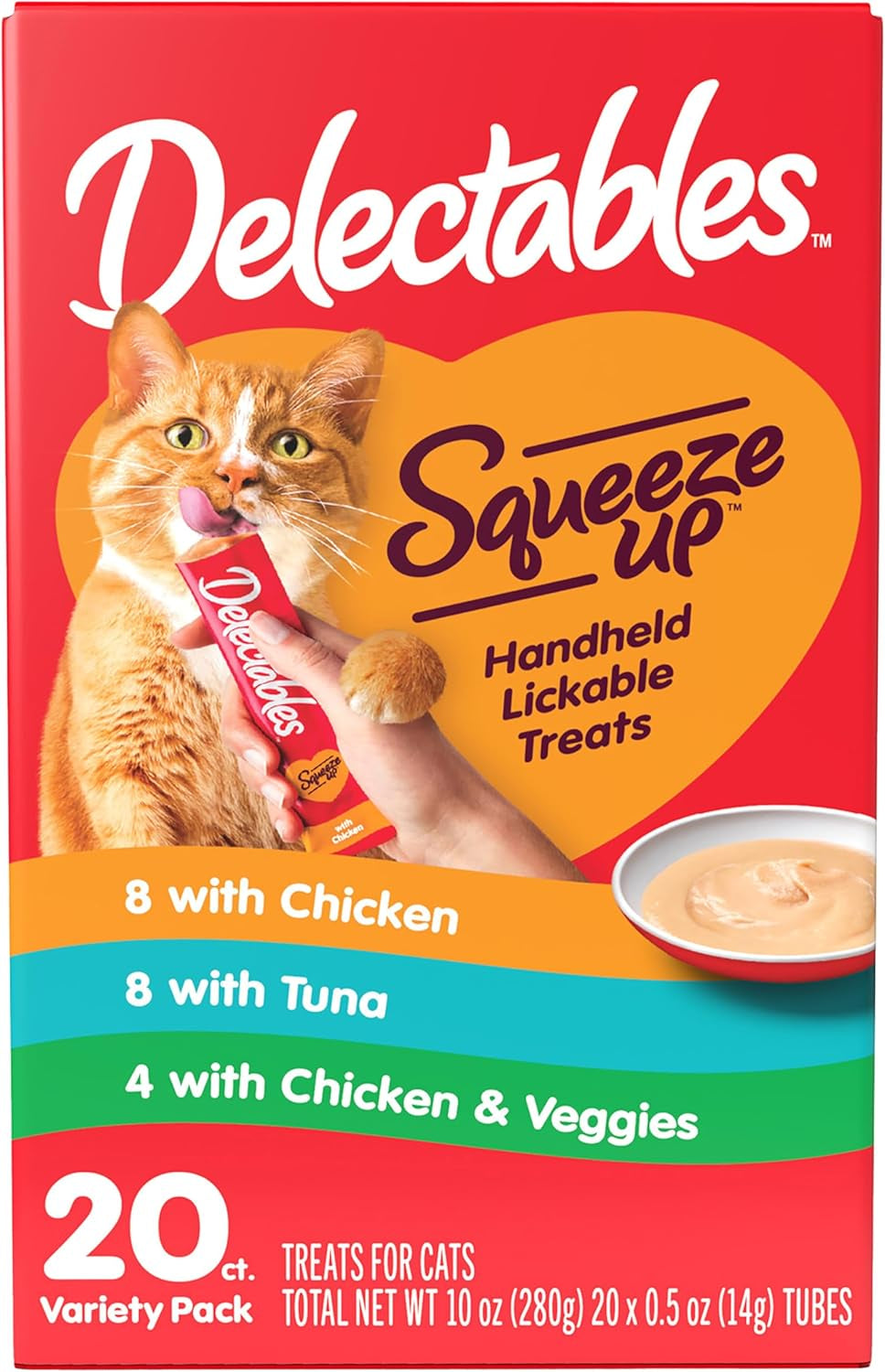 Delectables Squeeze up Variety Pack, Creamy Squeezable Puree, Lickable Wet Cat T