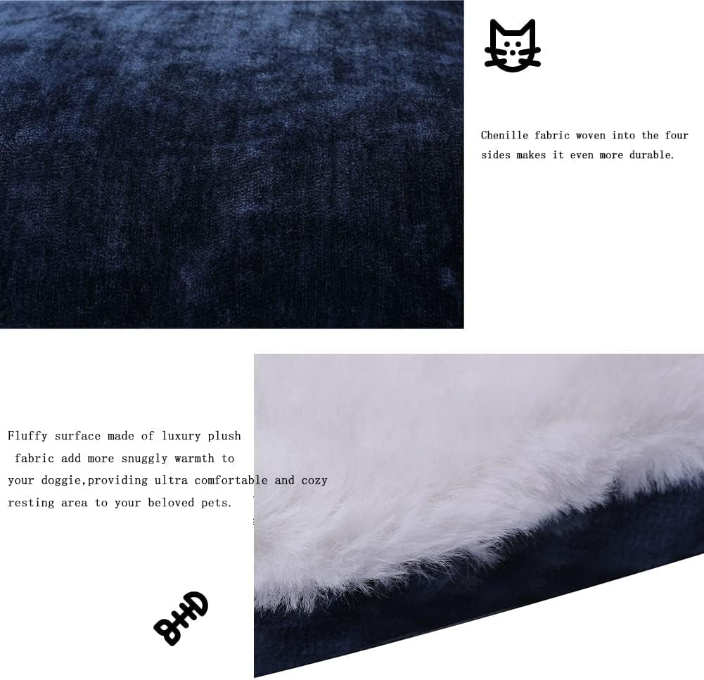 Dog Beds,Cat Beds,Dog Beds for Small Dogs,Washable Rectangular Pet Bed with Warm Breathable, Removable Washable Cover,Non-Slip Bottom with Soft Cotton and Plush