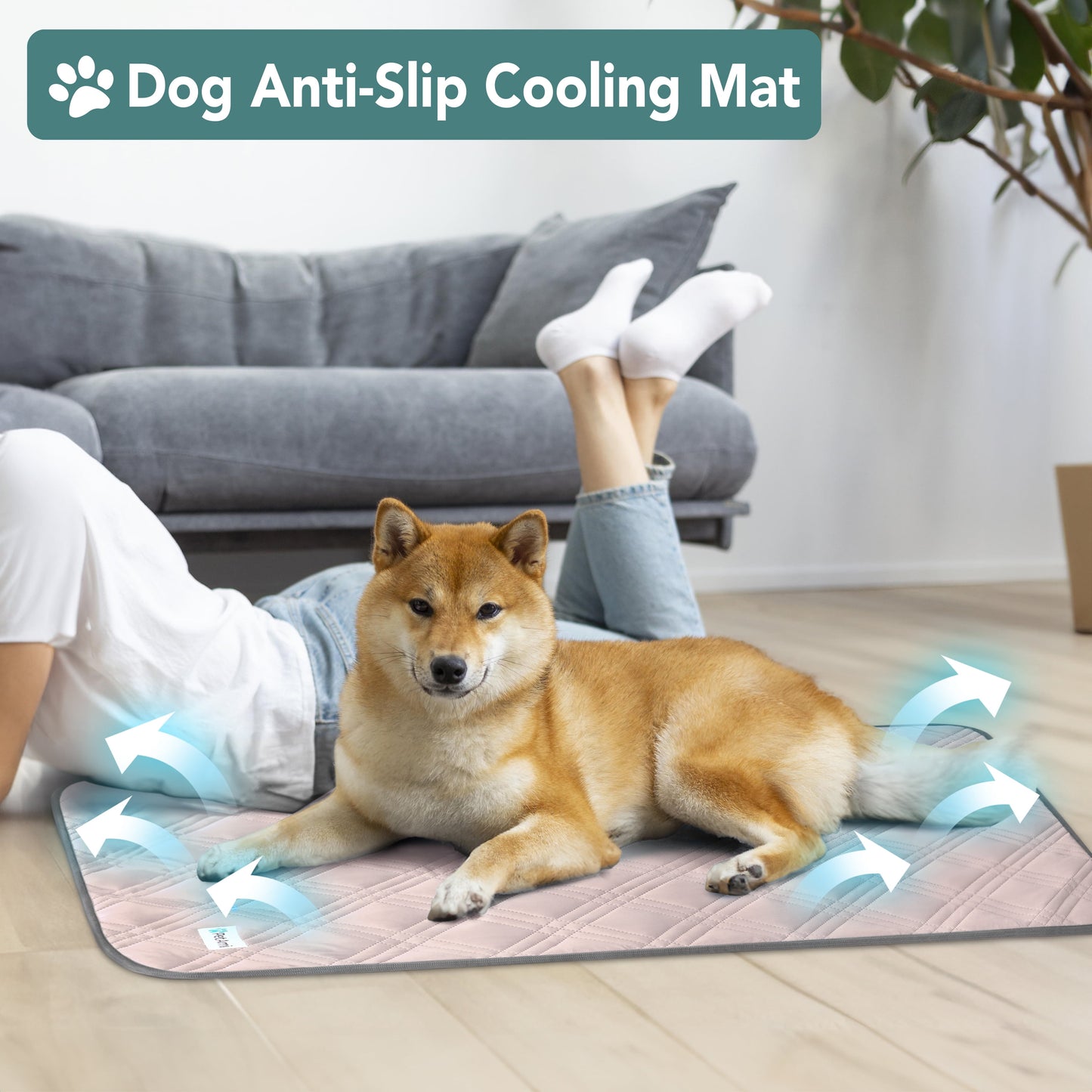 Waterproof Cooling Mat for Dog, Premium Pet Cooling Blanket for Bed Crate, anti Slip Indoor Dog Cool Pad for Sleeping, Q-MAX Large Sofa Couch Cover Mat for Cat, Pink, 40X60