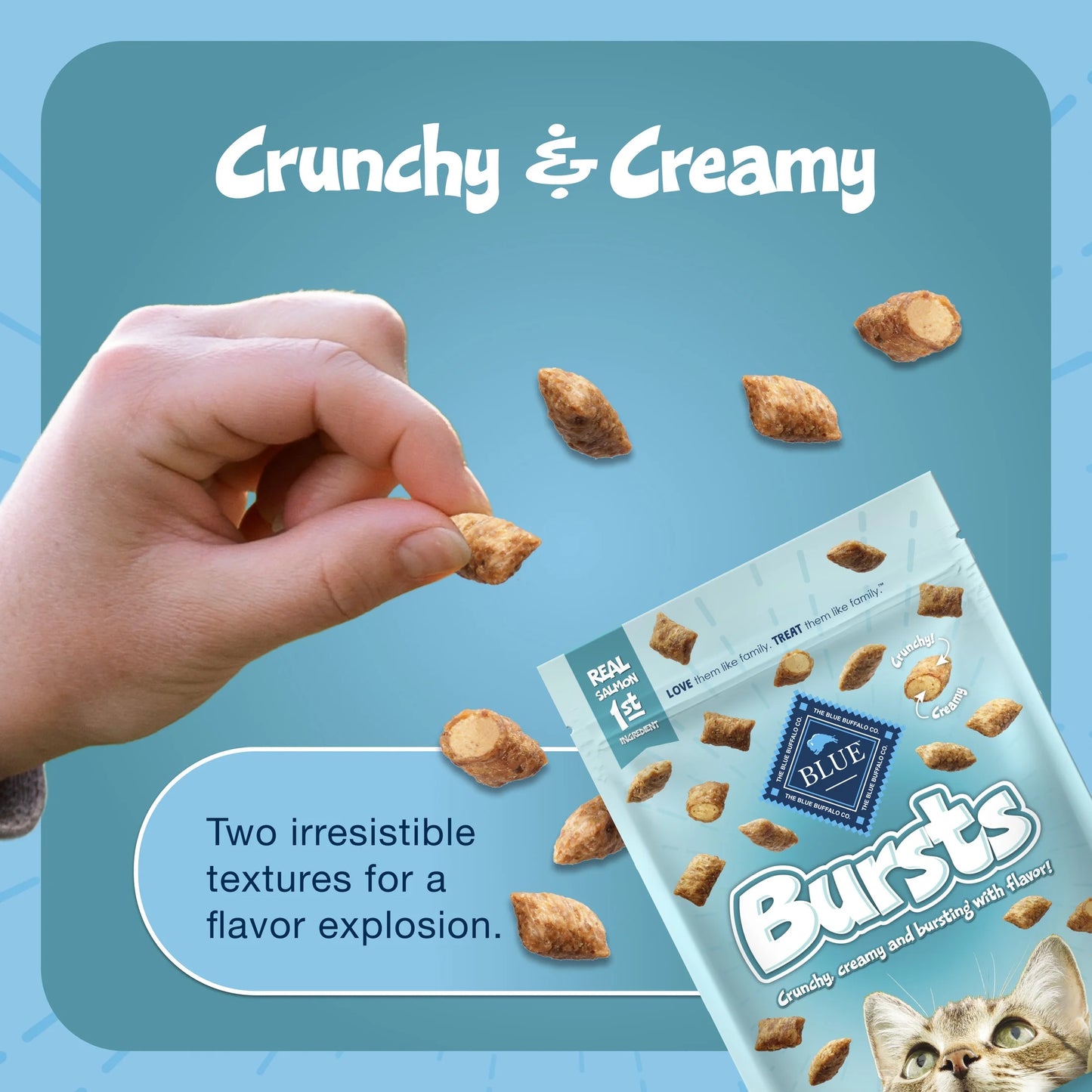 Bursts Seafood Crunchy Treats for Cats, 2-Oz. Bag