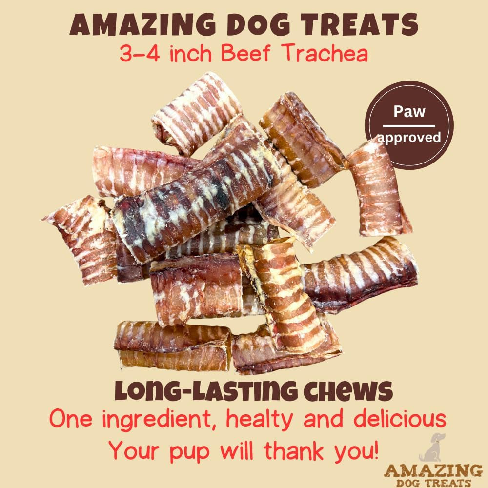 - 3-4 Inch Beef Trachea Rings (25 Pcs/Pck) -Premium Dog Chews- Great for Small Size Dogs - Excellent Source of Glucosamine and Chondroitin- Great for All Breeds