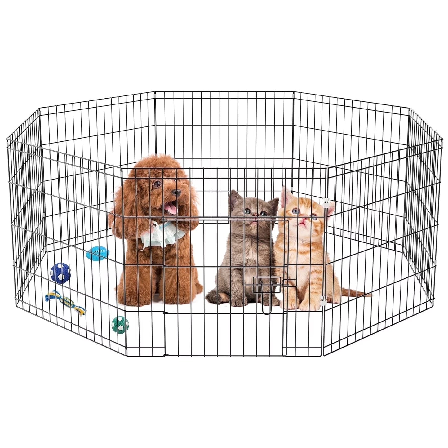 8 Panels Metal Foldable Puppy Playpen,Dog Pen with Door,Dog Pins Indoor Outdoor,24"X 24"