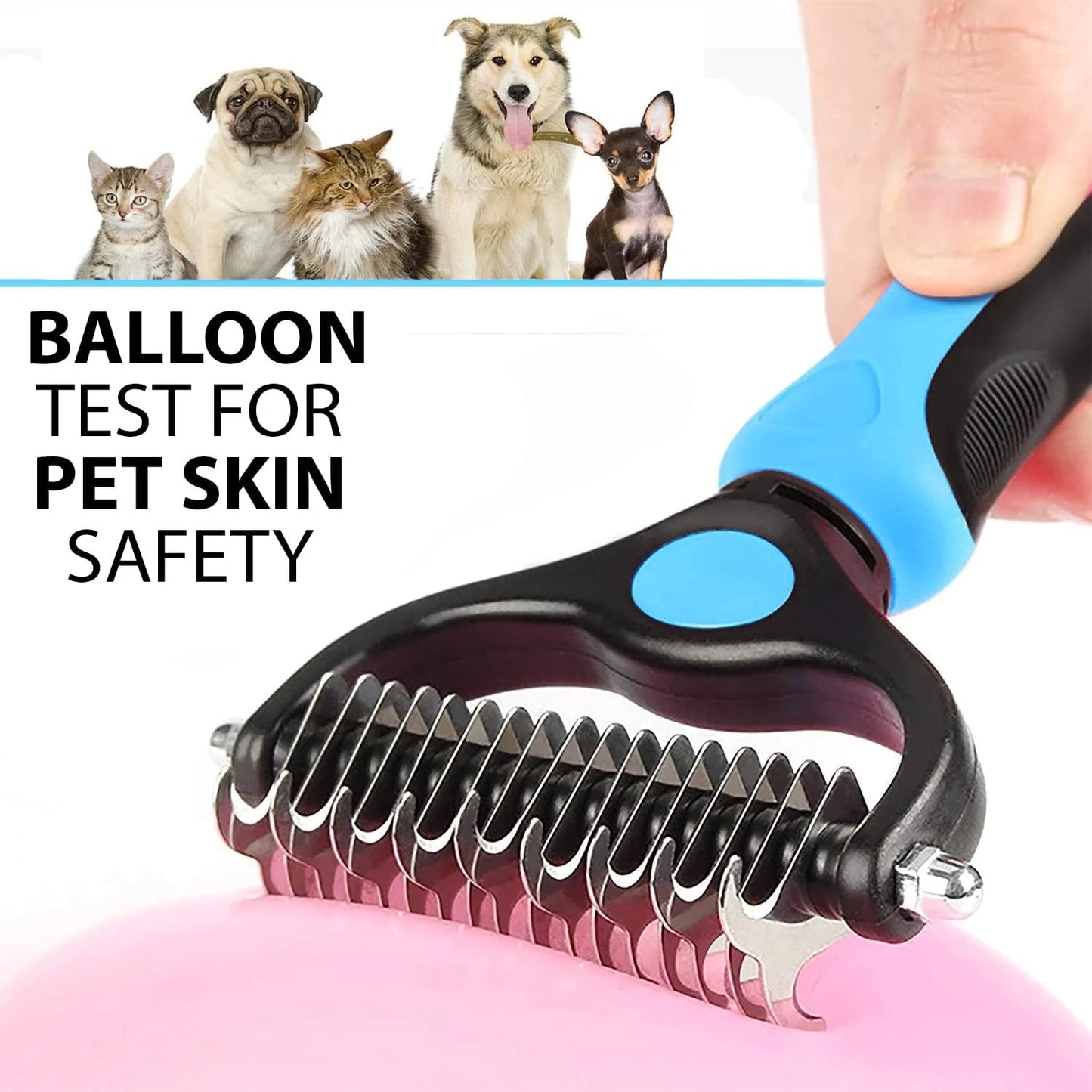 Pet Grooming Brush,Undercoat Rake for Dogs & Cats,Double-Sided Dog Deshedding Tool Removes Knot,Tangled Hair Dematting Comb for Dogs,With Pet Steel Comb