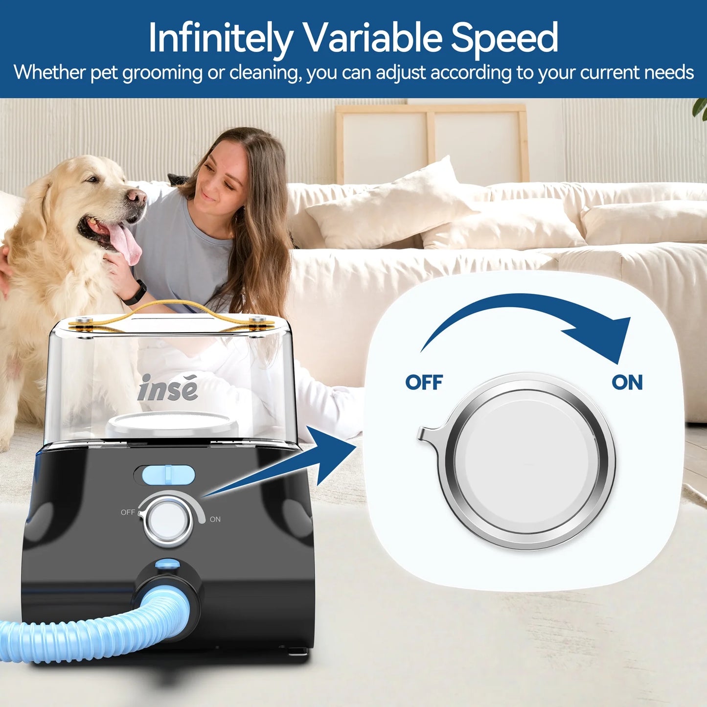 Grooming Vaccum, 4.5L Large Capacity Pet Grooming Kit & 5-In-1 Ultra-Low Noise Pet Grooming Vacu for Dog, Cat