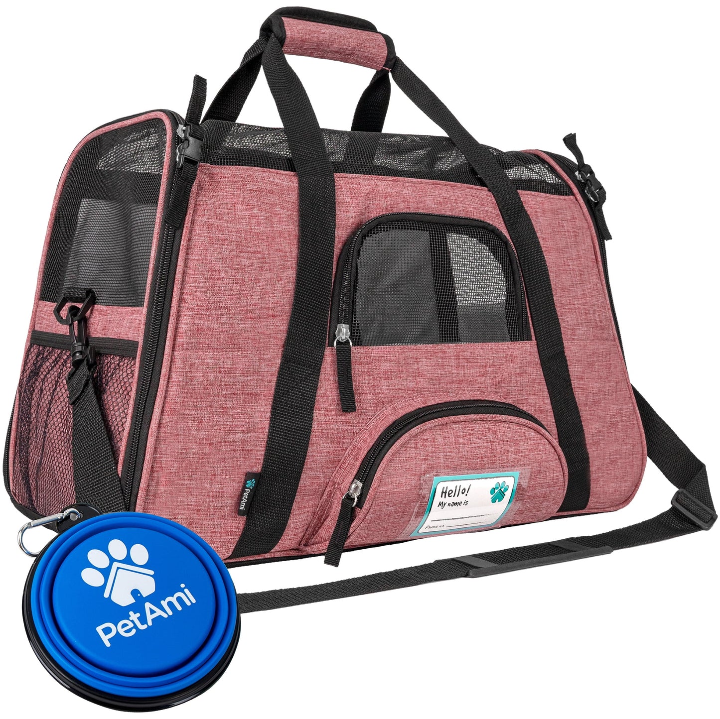 Airline Approved Pet Carrier for Cat, Soft Sided Dog Carrier for Small Dog, Cat Travel Supplies Accessories Indoor Cats, Ventilated Pet Carrying Bag Medium Kitten Puppy, Large Heather White Red