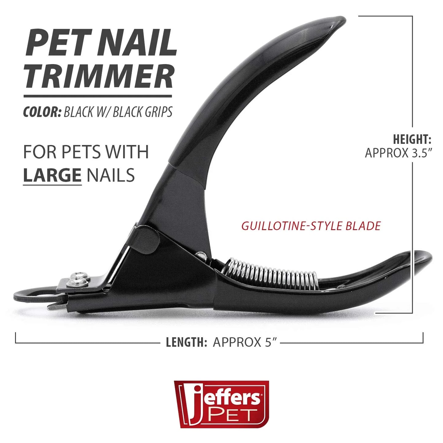 Pet Nail Trimmer Large Hole Black – Guillotine Clippers for Dog, Cat, Puppy & Small Animal Grooming – Stainless Steel Blade, Non Slip Grip, Pet Grooming Tool for Home & Travel