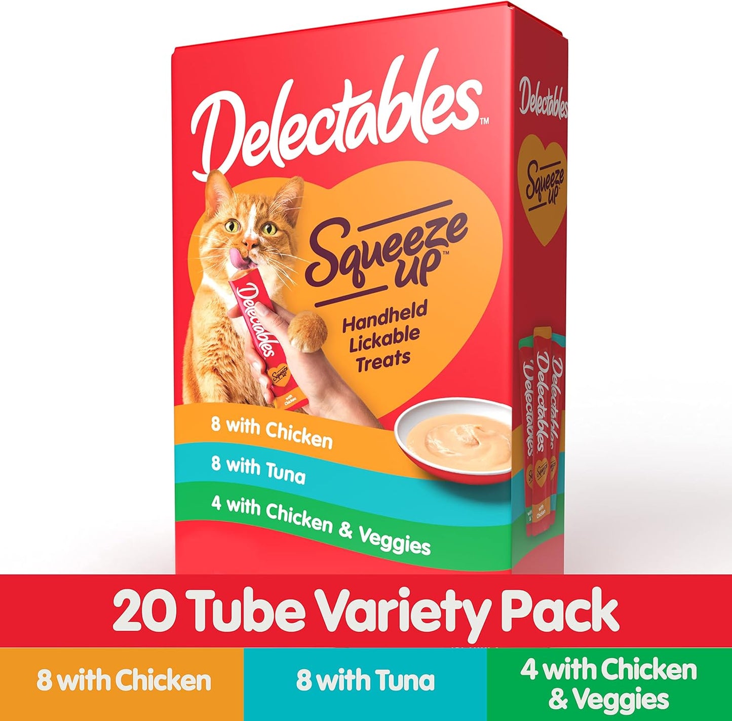 Delectables Squeeze up Variety Pack, Creamy Squeezable Puree, Lickable Wet Cat T