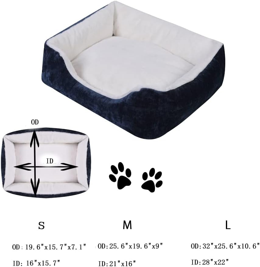 Dog Beds,Cat Beds,Dog Beds for Small Dogs,Washable Rectangular Pet Bed with Warm Breathable, Removable Washable Cover,Non-Slip Bottom with Soft Cotton and Plush