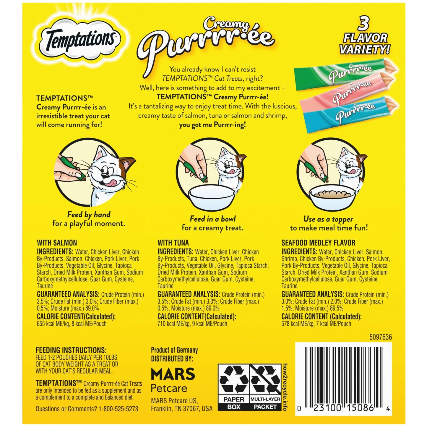Creamy Puree Mix-Ups Variety Pack Lickable Cat Treats, 0.42 Oz Tubes, 48 Pk