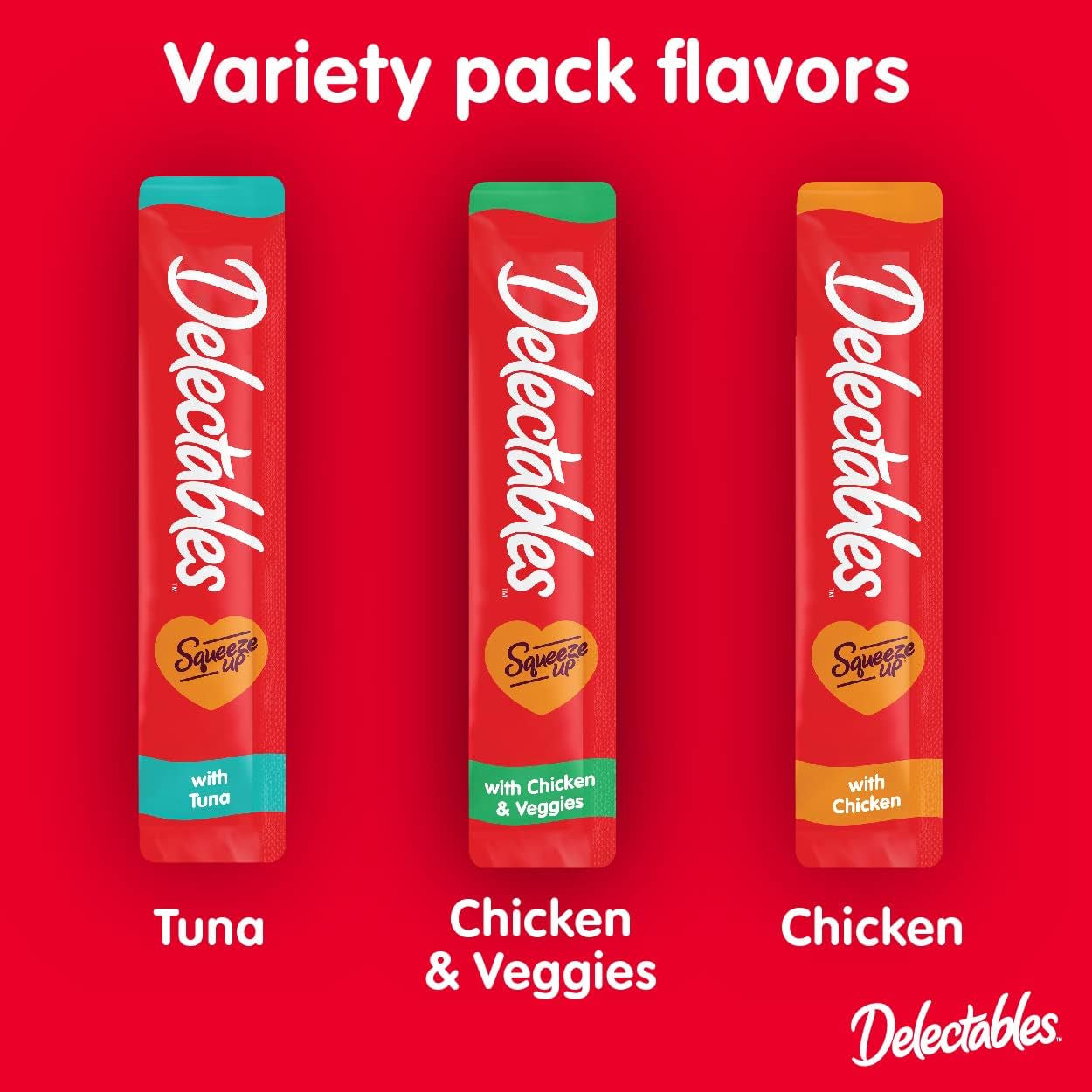 Delectables Squeeze up Variety Pack, Creamy Squeezable Puree, Lickable Wet Cat T