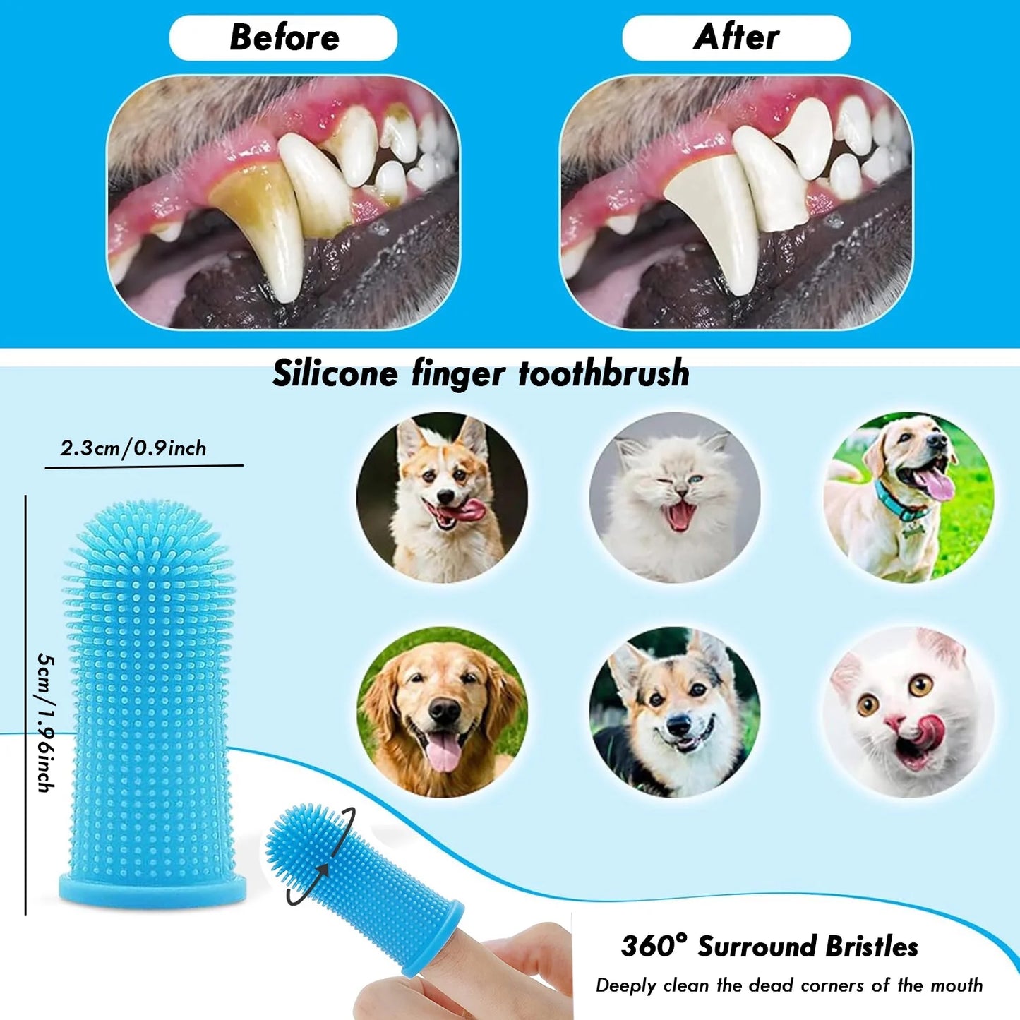 Pet Grooming Brush Kit, 8 Pcs for Shedding & Matted Fur, with Flea Comb and Dog Bath Brush, Cat Dog Brush Grooming Kits, Blue