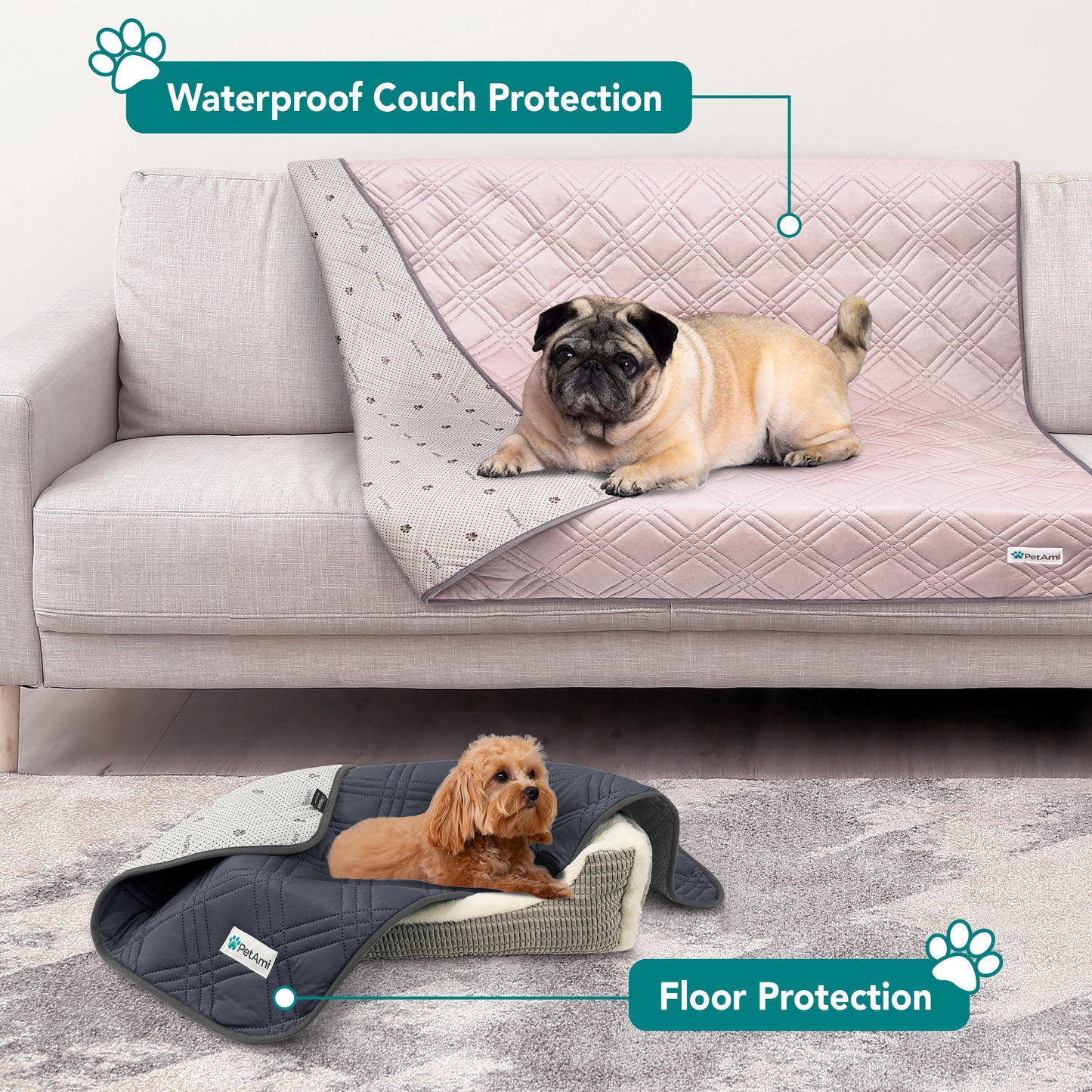 Waterproof Cooling Mat for Dog, Premium Pet Cooling Blanket for Bed Crate, anti Slip Indoor Dog Cool Pad for Sleeping, Q-MAX Large Sofa Couch Cover Mat for Cat, Pink, 40X60