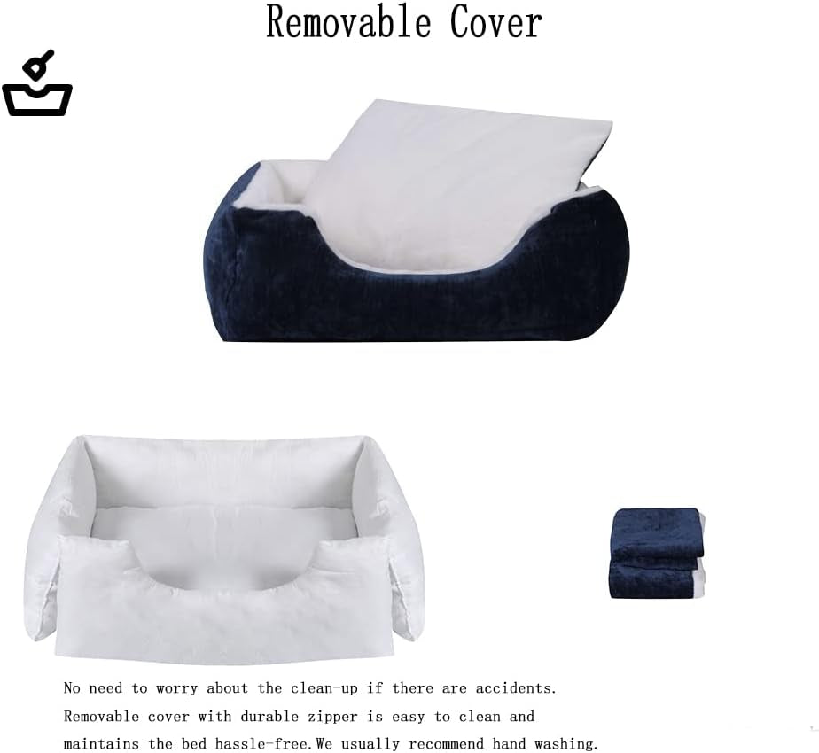 Dog Beds,Cat Beds,Dog Beds for Small Dogs,Washable Rectangular Pet Bed with Warm Breathable, Removable Washable Cover,Non-Slip Bottom with Soft Cotton and Plush