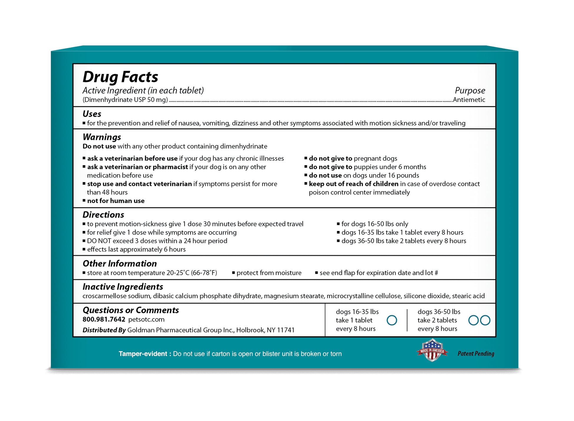 Anti-Motion Sickness and Nausea Relief for Medium Breed Dogs, Relief for Disorientation and Dizziness, 20 Caplets