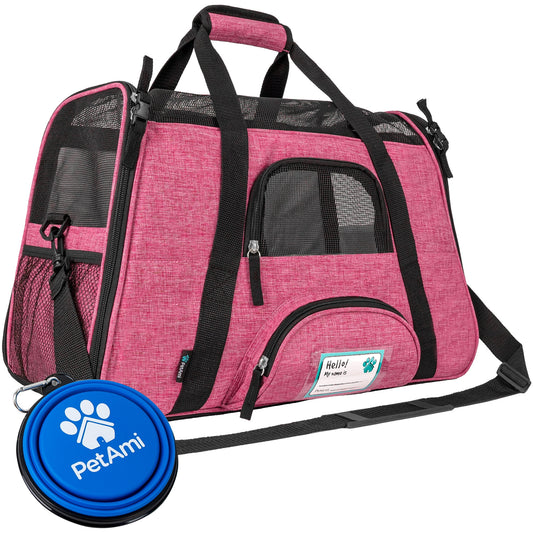 Airline Approved Pet Carrier for Cat, Soft Sided Dog Carrier for Small Dog, Cat Travel Supplies Accessories Indoor Cat, Ventilated Pet Carrying Bag Medium Large Kitten Puppy, Large Heather Pink