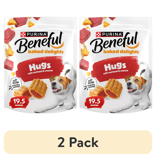 (2 Pack)   Baked Delights Hugs with Real Beef and Cheese Oven Baked Dog Treats Produced in USA Facilities