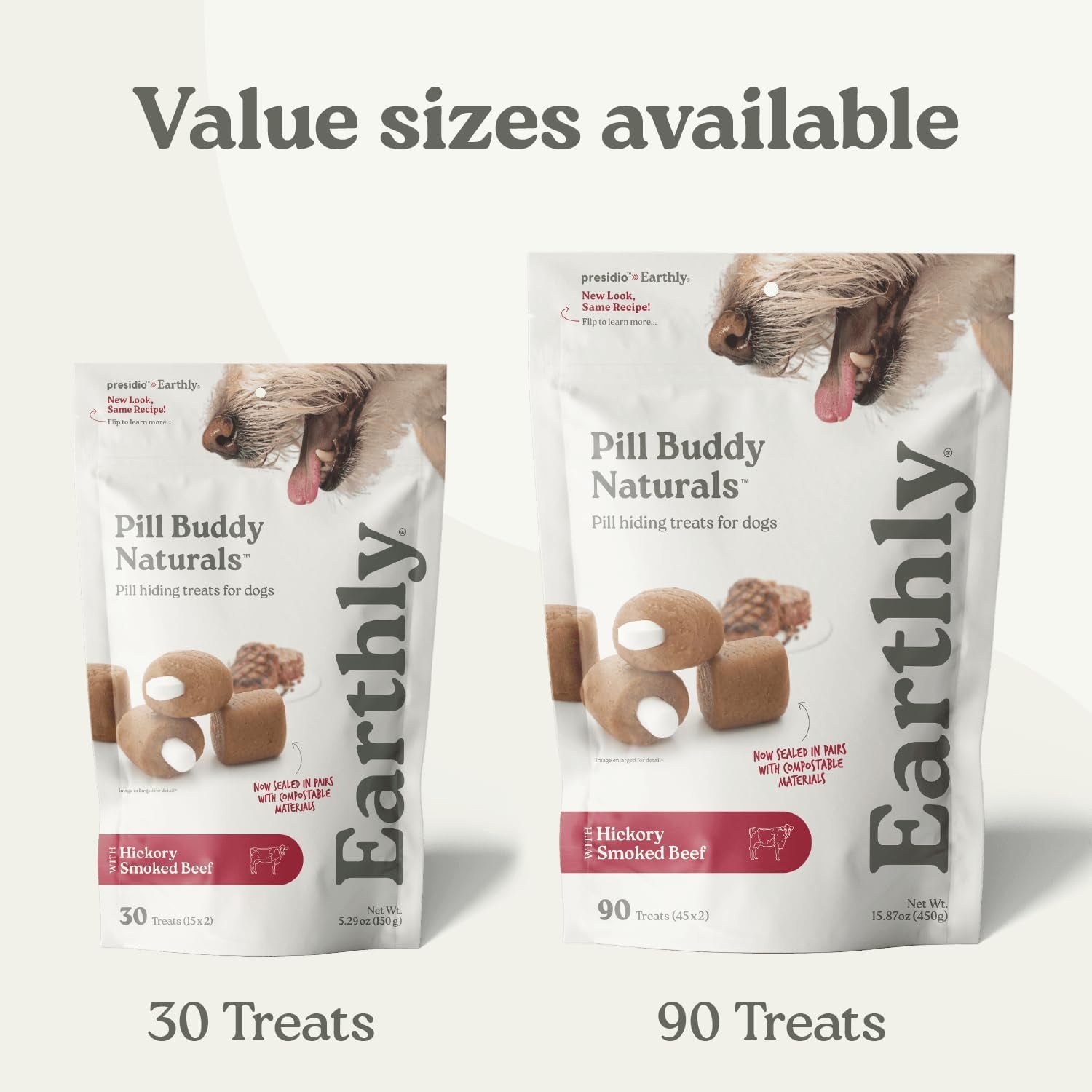 Earthly Pill Buddy Naturals - PB & Honey Recipe Pill Hiding Treats for Dogs - Make a Perfect Pill Concealing Pocket or Pouch for Any Size Medication - 30 Servings