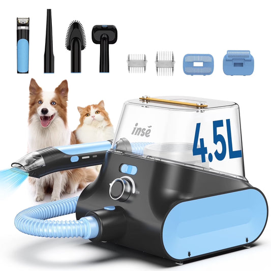 Grooming Vaccum, 4.5L Large Capacity Pet Grooming Kit & 5-In-1 Ultra-Low Noise Pet Grooming Vacu for Dog, Cat