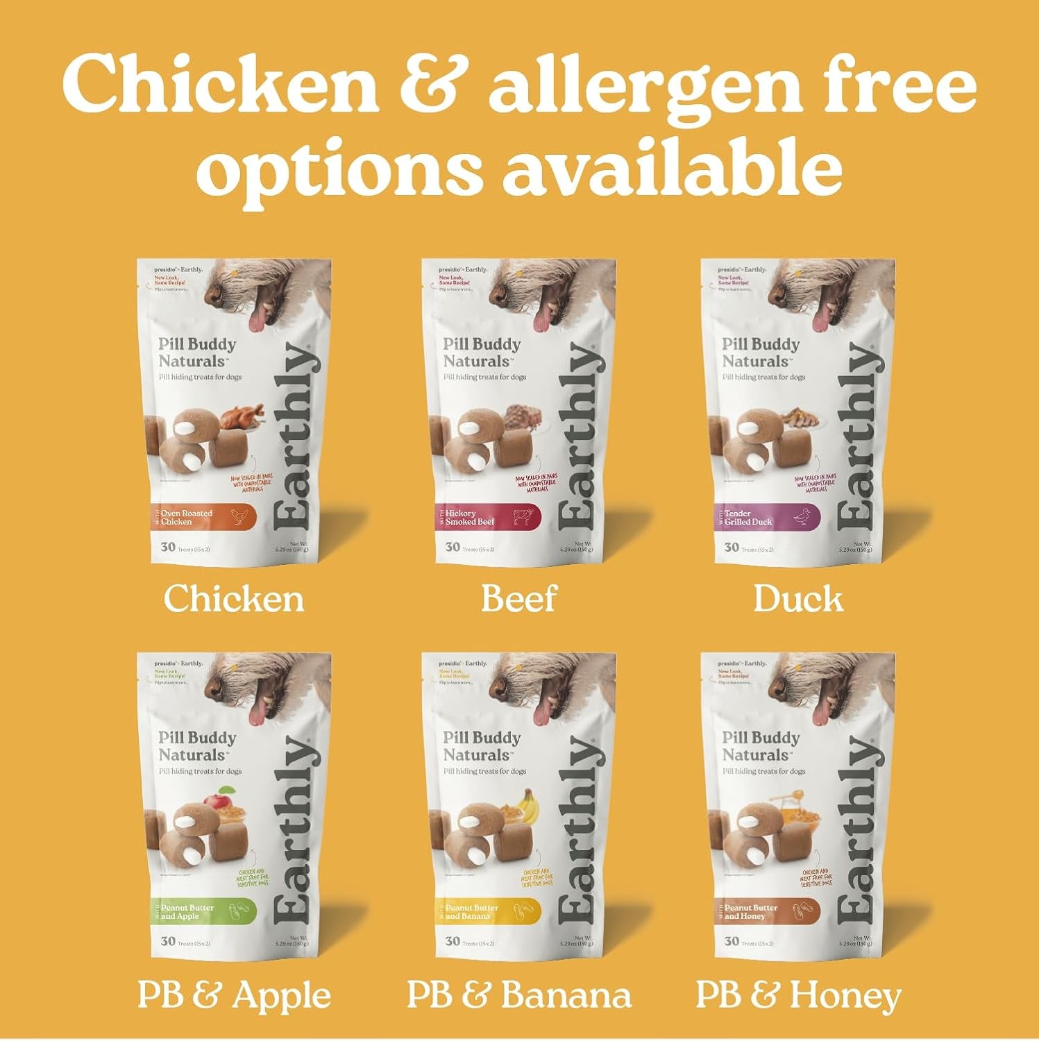 Earthly Pill Buddy Naturals - PB & Honey Recipe Pill Hiding Treats for Dogs - Make a Perfect Pill Concealing Pocket or Pouch for Any Size Medication - 30 Servings