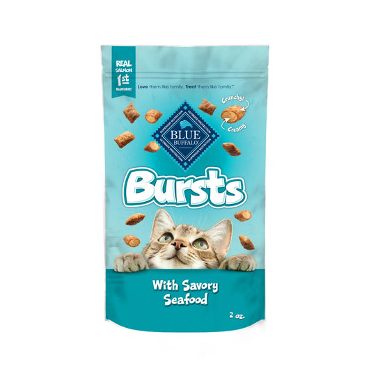 Bursts Seafood Crunchy Treats for Cats, 2-Oz. Bag