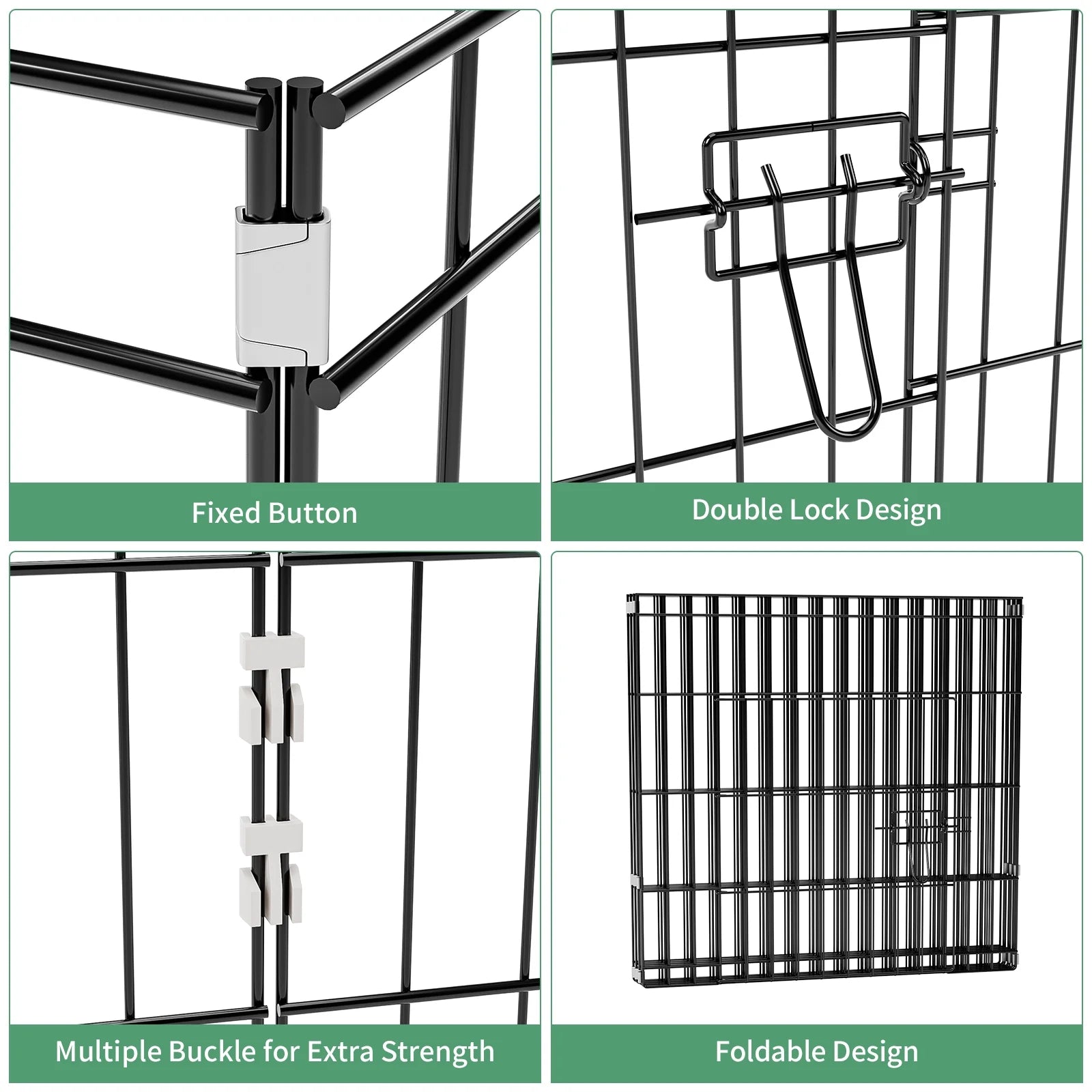 8 Panels Metal Foldable Puppy Playpen,Dog Pen with Door,Dog Pins Indoor Outdoor,24"X 24"