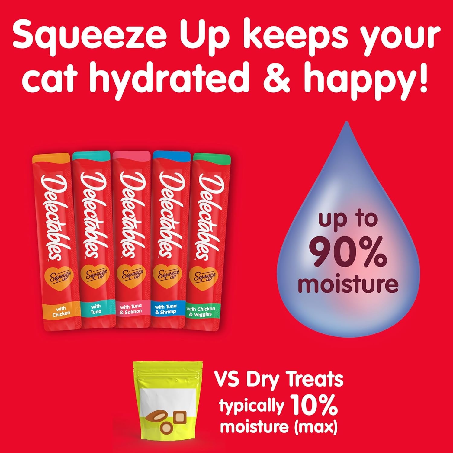 Delectables Squeeze up Variety Pack, Creamy Squeezable Puree, Lickable Wet Cat T