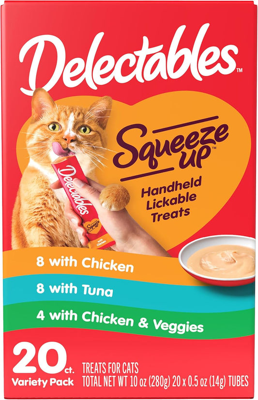 Delectables Squeeze up Variety Pack, Creamy Squeezable Puree, Lickable Wet Cat T