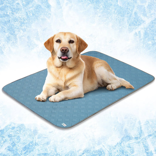 Waterproof Cooling Mat for Dog, Premium Pet Cooling Blanket for Bed Crate, anti Slip Indoor Dog Cool Pad for Sleeping, Q-MAX Large Sofa Couch Cover Mat for Cat, Light Blue, 40X60