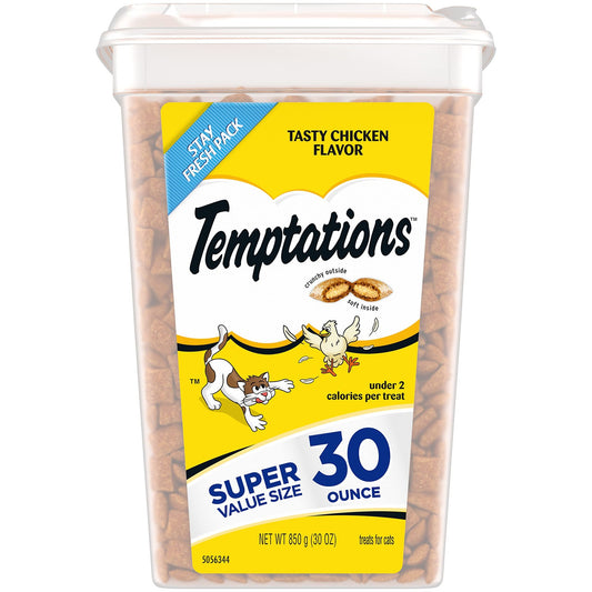 Temptations Classic Crunchy and Soft Cat Treats Tasty Chicken Flavor, 30 Oz Tub