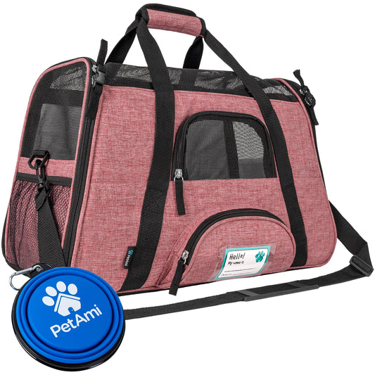 Airline Approved Pet Carrier for Cat, Soft Sided Dog Carrier for Small Dog, Cat Travel Supplies Accessories Indoor Cats, Ventilated Pet Carrying Bag Medium Kitten Puppy, Large Heather White Red