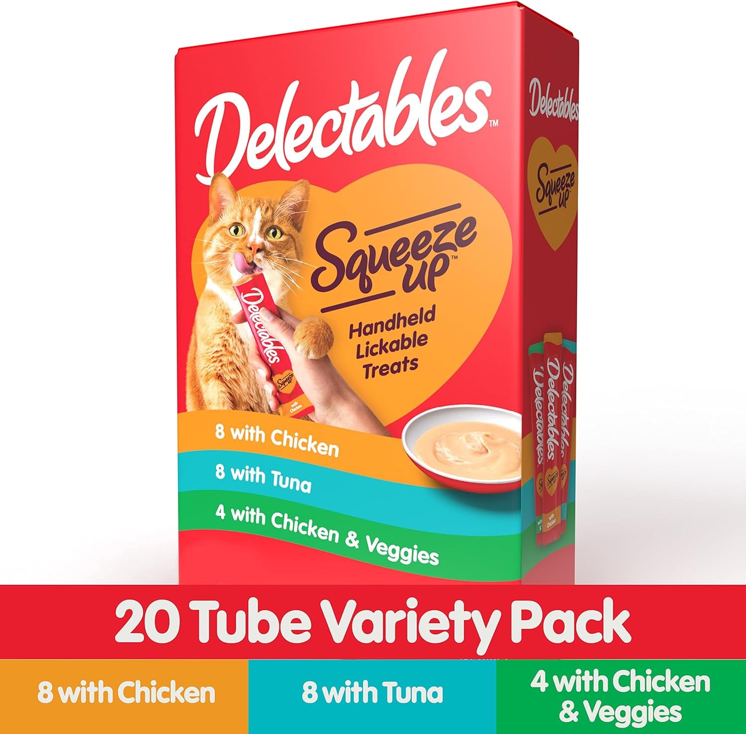 Delectables Squeeze up Variety Pack, Creamy Squeezable Puree, Lickable Wet Cat T